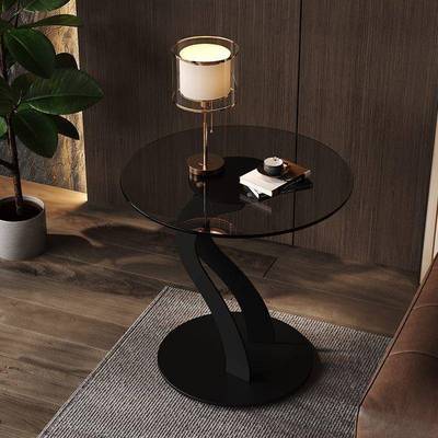 几茶代圆形钢化玻璃客厅沙发现小户型床头意式边茶几简桌创意阳台