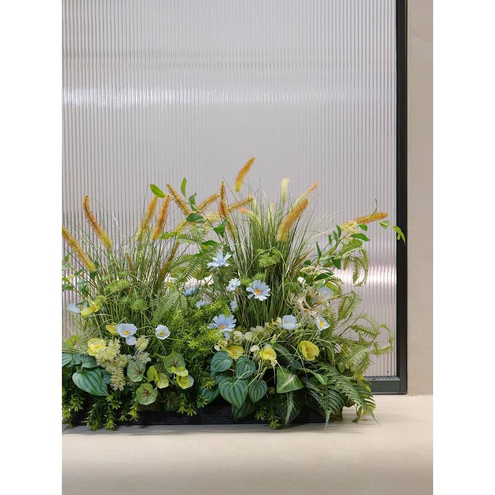 小清新植物绿植组合狗尾巴草墙角装饰品隔断客厅服装店面装潢
