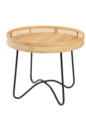 铁艺原GGM木圆茶形几式乡村藤编置物边几创意手工托盘架小桌美子