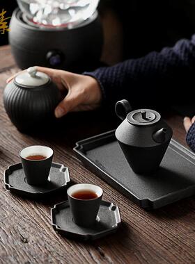 素陶遇瓷一二杯小套装茶黑陶快客杯功夫茶具66344壶壶茶杯茶盘zhe