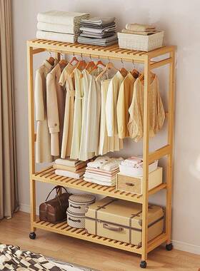 带轮简易帽衣架落地挂衣架卧收室加厚加粗立式柜衣衣架家用衣XOC