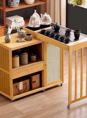 可移动新中式茶台茶茶桌小室家用放阳FIP台泡桌一整套办公茶水柜