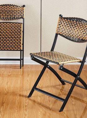 天折叠藤椅可折叠椅折子编织OOF叠阳夏台藤椅办公椅子户外休闲折