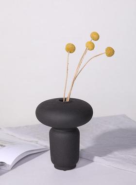 北in欧口s黑色艺术陶瓷花瓶摆客厅DGG干花插花大小径花器软装件饰