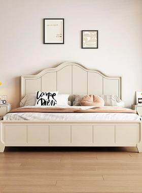 北9662欧白色全实木床现代简约美奶油风格1.卧8米双人主床1.5主公