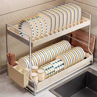 厨房碗碟收纳架家用2厂家直供025新款 置功能多台面碗盘架锈沥防水