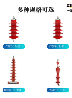 质电10kv高压氧j化锌避雷器 HY5WS-17/50 户外一体式配电型防雷器