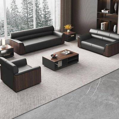 公室沙发商务接待厅会见详情办客区洽谈简几约现代轻奢大茶组合套