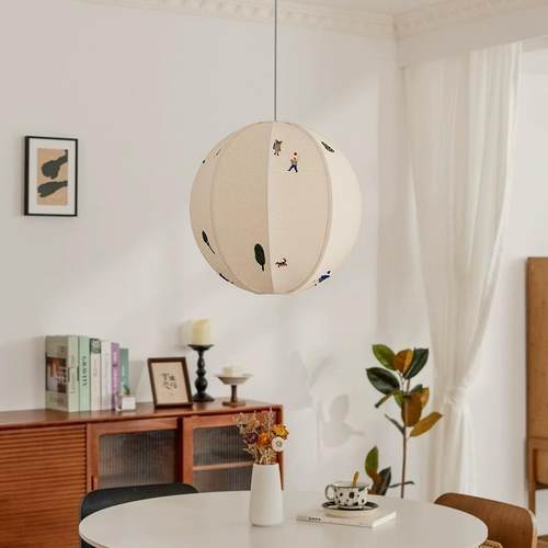 布全刺绣儿童艺房室吊灯光谱护眼书房餐厅灯962创意吧台卧床头衣