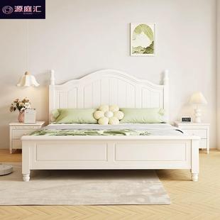 北欧白色全木床现代简约奶油风格 1.米8公双人床1LAA.5实主卧储物