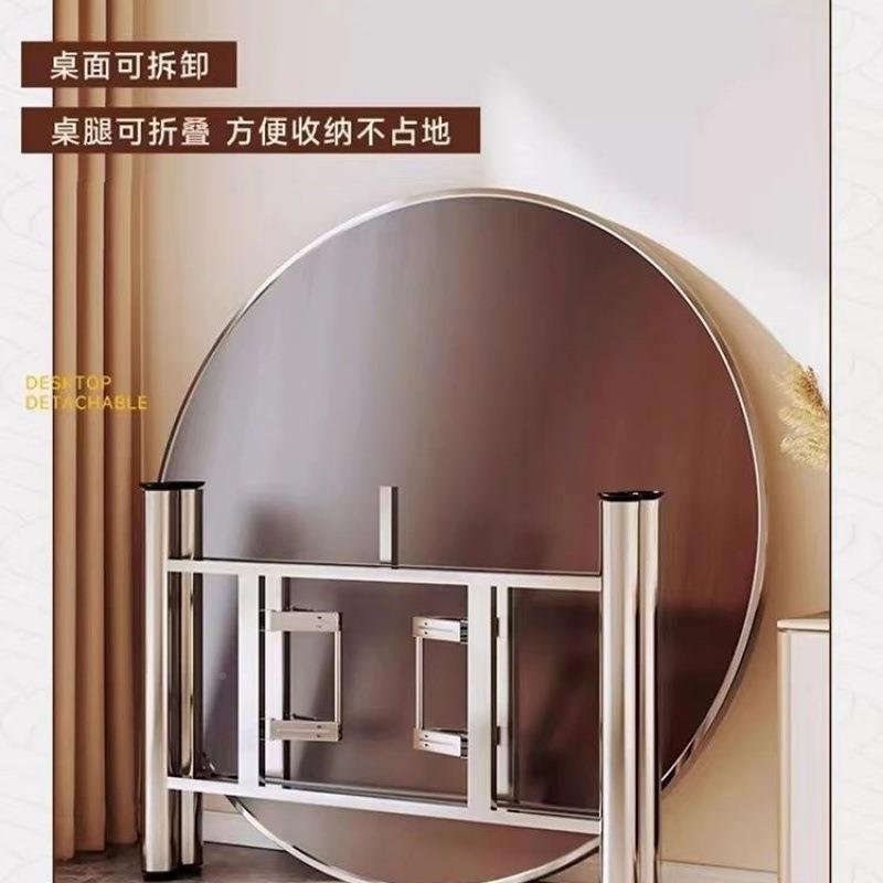 加大圆桌见详情面面厚实圆桌子台面木家用酒店可折叠桌架圆桌板圆