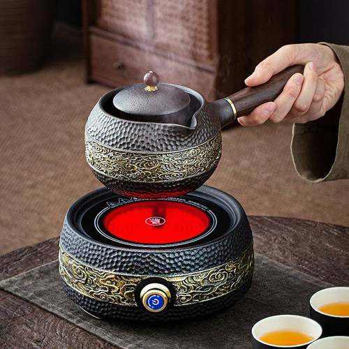 茶围炉煮茶电陶炉煮壶陶瓷侧把茶壶煮茶器套装家用LZF71487茶烧炉