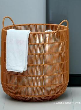 篮仿脏藤编脏衣服收EBQ纳筐卧室脏衣筐浴衣室脏衣篓洗篮玩具收纳