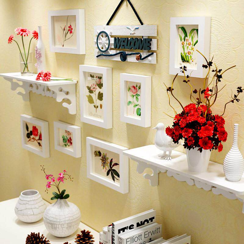 包邮2415【15】雕花圆2素混实搭木相框创意4照片墙/相框墙