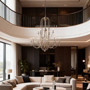 轻别奢宿美式 楼法式 艺创意678水铁晶民餐厅 大吊灯客厅墅复式 美式