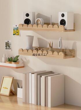 隔墙上壁挂式实木置物ISS架板墙面装饰打一孔客厅搁板卧室壁挂书