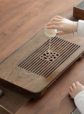 大号整鸡翅木茶盘家用办公方形52353茶海茶托水排水抽储屉长式托块盘