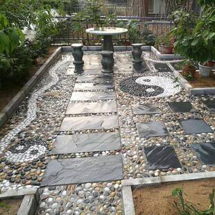 南京雨花林660石五彩鹅卵景石抛光庭公园水池广场施工布园铺路院