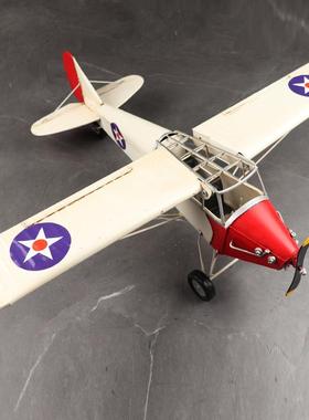 美式旋桨式飞机件模型铁皮手工艺品客厅橱窗螺柜收藏摆装饰1036品