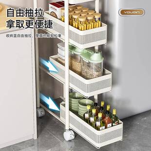 厨房置物落夹缝柜地窄柜缝家架用卫隙缝生间浴室侧夹小推车调料收