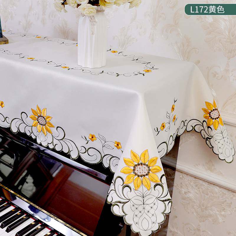 简约现代钢琴罩半罩子盖布布艺盖巾绣花欧式简约风格防尘罩布艺