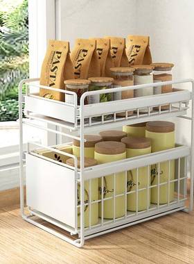 厨房下水槽置物台面推抽屉KM-2247架式调味料室分层拉收纳储物架