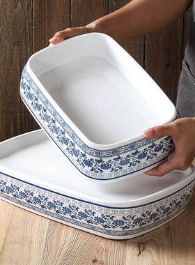 台德密胺用餐具盘子商餐厅龙店复古青61772饭花瓷鱼盘麻辣小虾创意菜盘