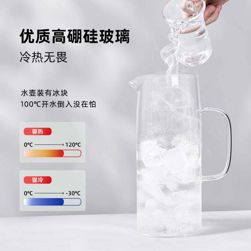 A5L冷水壶玻璃耐热高温水壶家用透明茶壶凉白开水凉水壶放冰箱