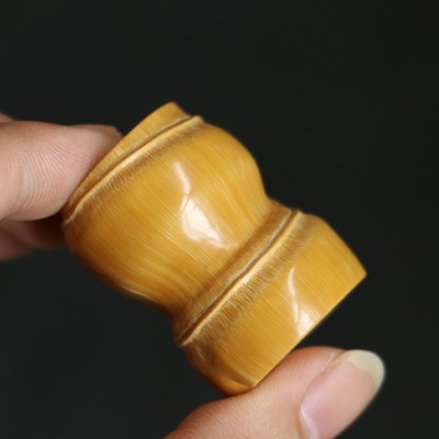 罗汉竹精工全方位精磨茶s道盖置把件把玩竹器精品文玩竹迹手把件