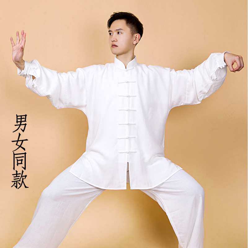 亚麻新款山小和棉麻表演春秋男服装太极拳练功服夏淋太极服女武术