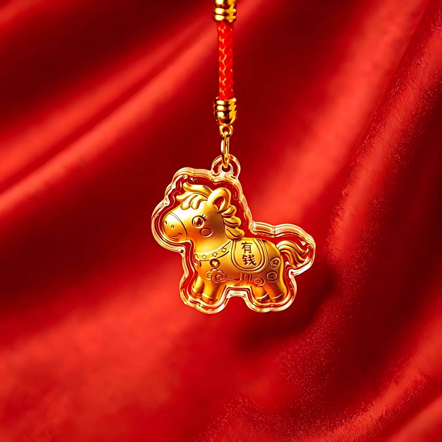 红绳小马上有钱手机链福袋招财猫有钱花车载书包包挂饰件送礼客户