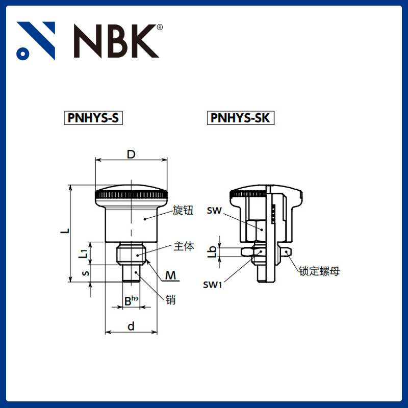 NBK PNHYS-S 分度销 不锈钢 锁销 带锁定机构 机械零配件厂家直供