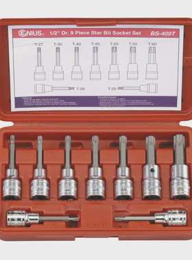 Genius天赋工具1/2″12.5mm系列9件套内星形旋具套筒组BS-409T