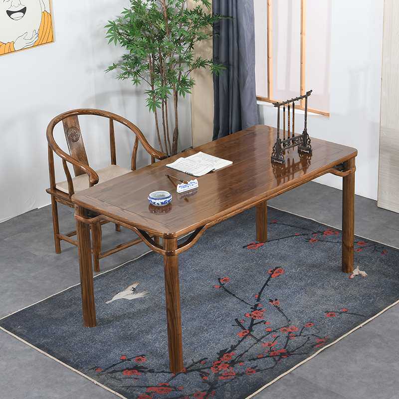 实木书画桌榆木书法桌家用中式简约书房毛笔书桌画案办公桌写字台