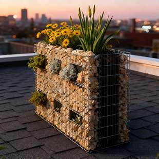 北欧设计师款轻奢石笼落地花箱咖啡厅民宿酒店庭院商用景观花器