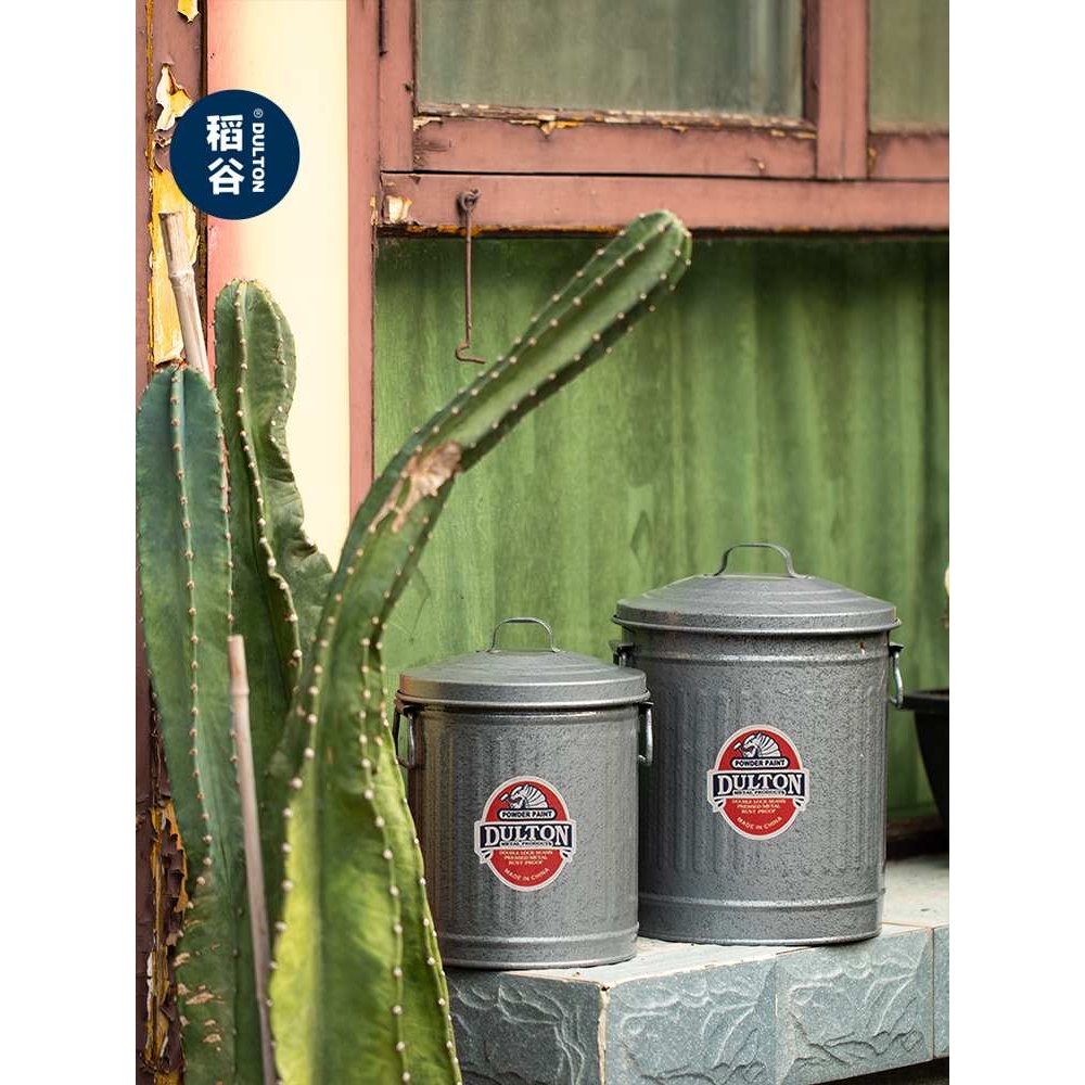 稻谷藏库金属收纳桶 铁皮垃圾桶家用收纳带盖圆桶3.5L6L10L