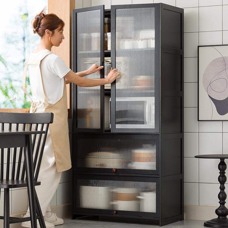 5YA1厨房置物架子落地多层收纳架微波炉多功能碗碟橱柜储物餐边柜