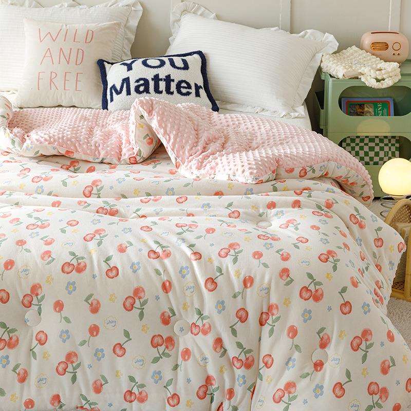 针织绵豆豆被安抚被A类儿童加厚秋冬棉被芯学生宿舍保暖被子柔软