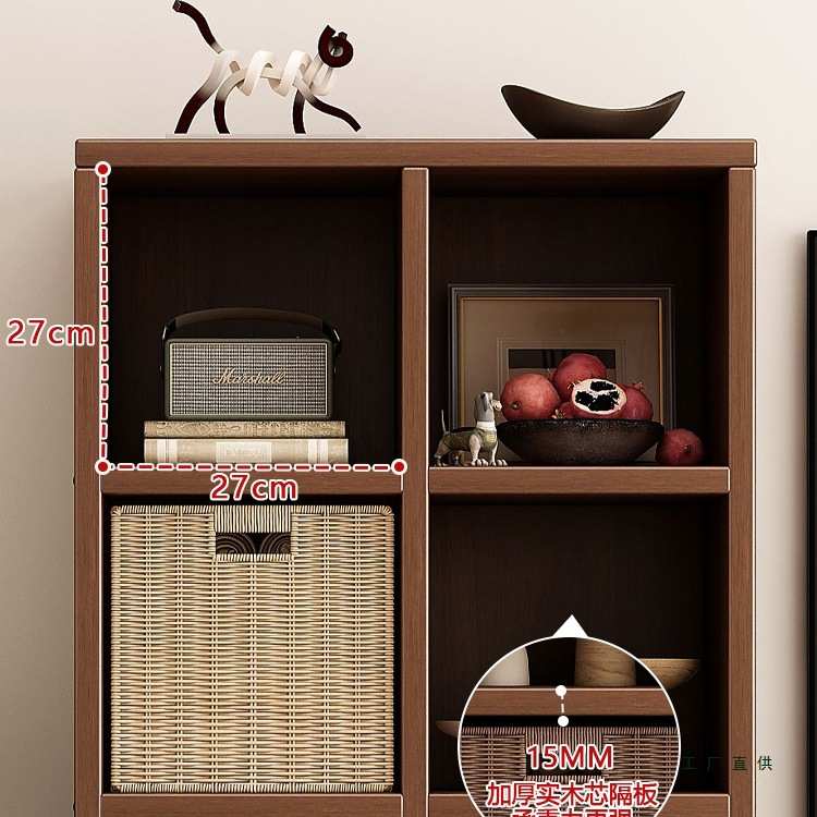 飘窗收纳柜实木格子柜榻榻米书柜储物柜一体靠墙自由组合落地书架