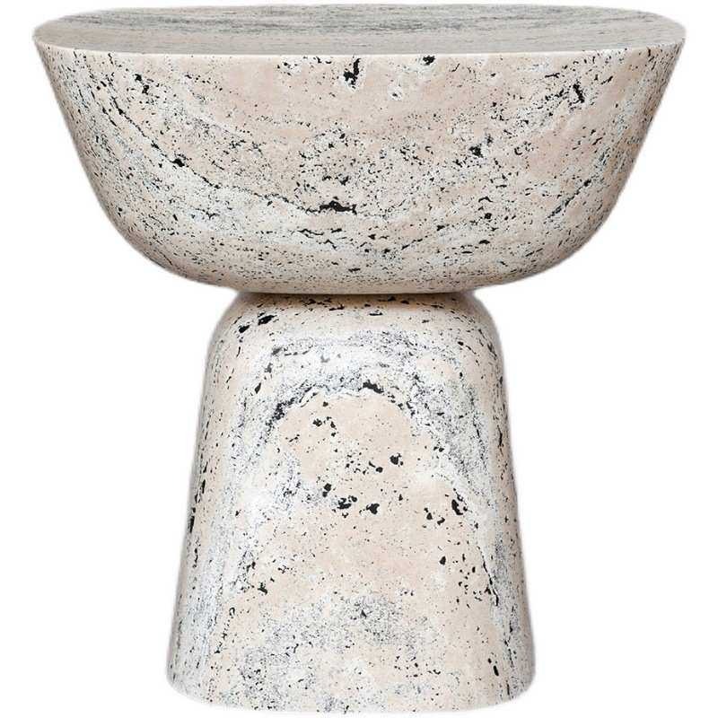 意式天然大理石边几轻奢个性设计客厅沙发边桌创意角几大气洞石