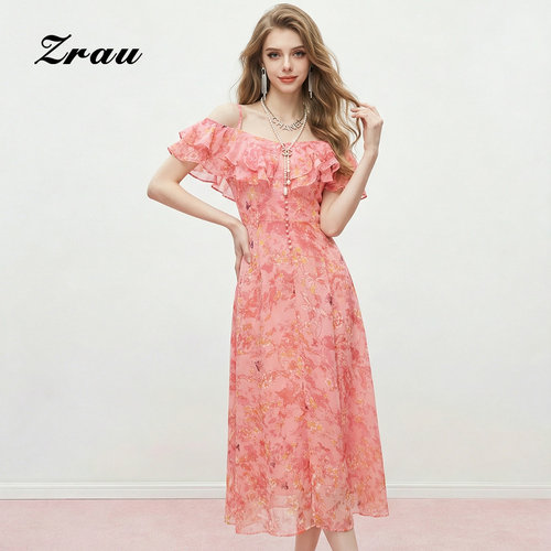 【直播限定】ZRAU夏季复古风条纹流苏针织吊带裙—Z2251L0008