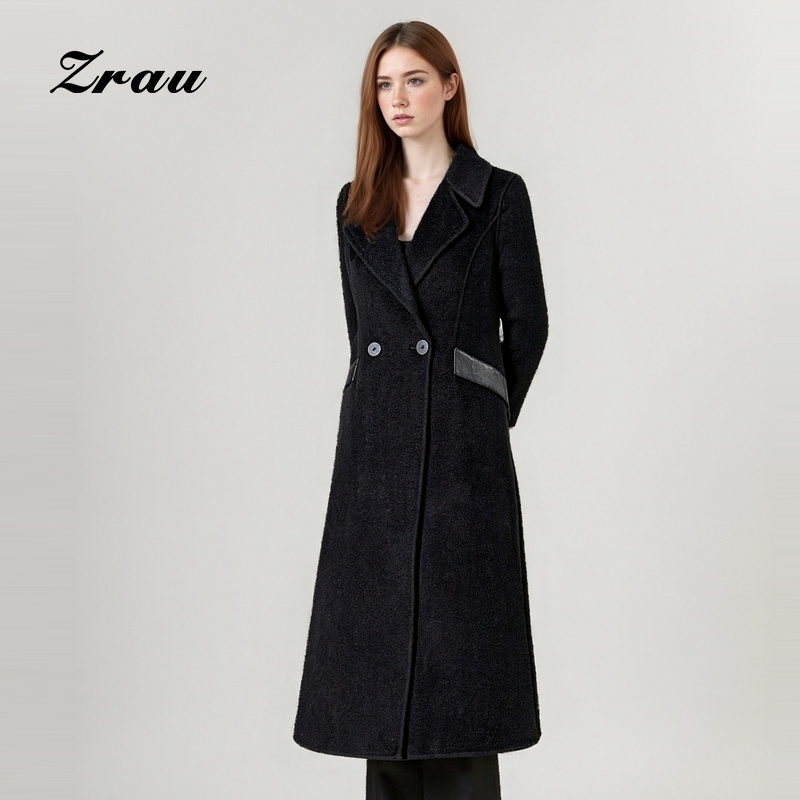 翻领时尚中长款双面呢大衣