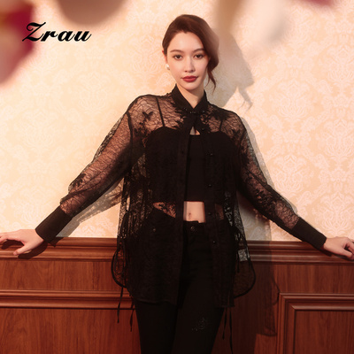 新款气质蕾丝轻薄复古衬衫