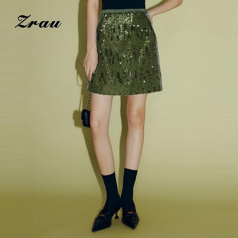 ZRAU时尚洋气精致亮片设计感半身裙2025冬季新款高腰显瘦短裙女,女装/女士精品,半身裙,淘宝优惠券,粉丝福利购,淘宝优惠卷