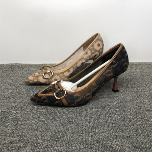 品牌撤柜女鞋2025新款网面细根高品质印花透气网时尚大气婉约单鞋