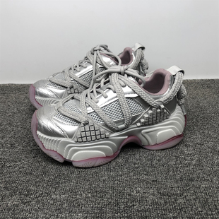 百搭炸街运动休闲鞋 女厚底增高2025新款 潮 品牌撤柜真皮老爹鞋 35码