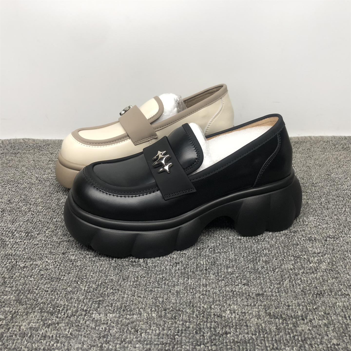 品牌撤柜真皮女鞋厚底小皮鞋