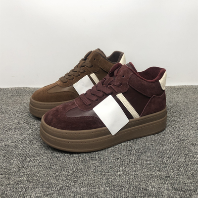 真皮厚底高帮德训鞋女