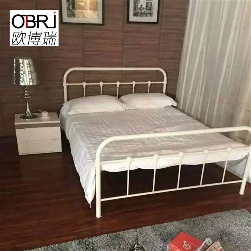 欧式金属铁艺床出租屋民宿单双人铁架床简易儿童黑白色公主床