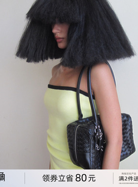 ECODAY公文包办公上班通勤编织包腋下包女单肩手提包休闲简约黑色